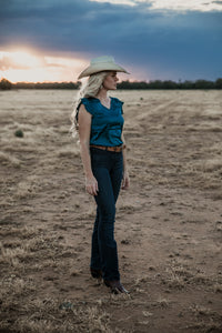 Emerald top flutter sleeves