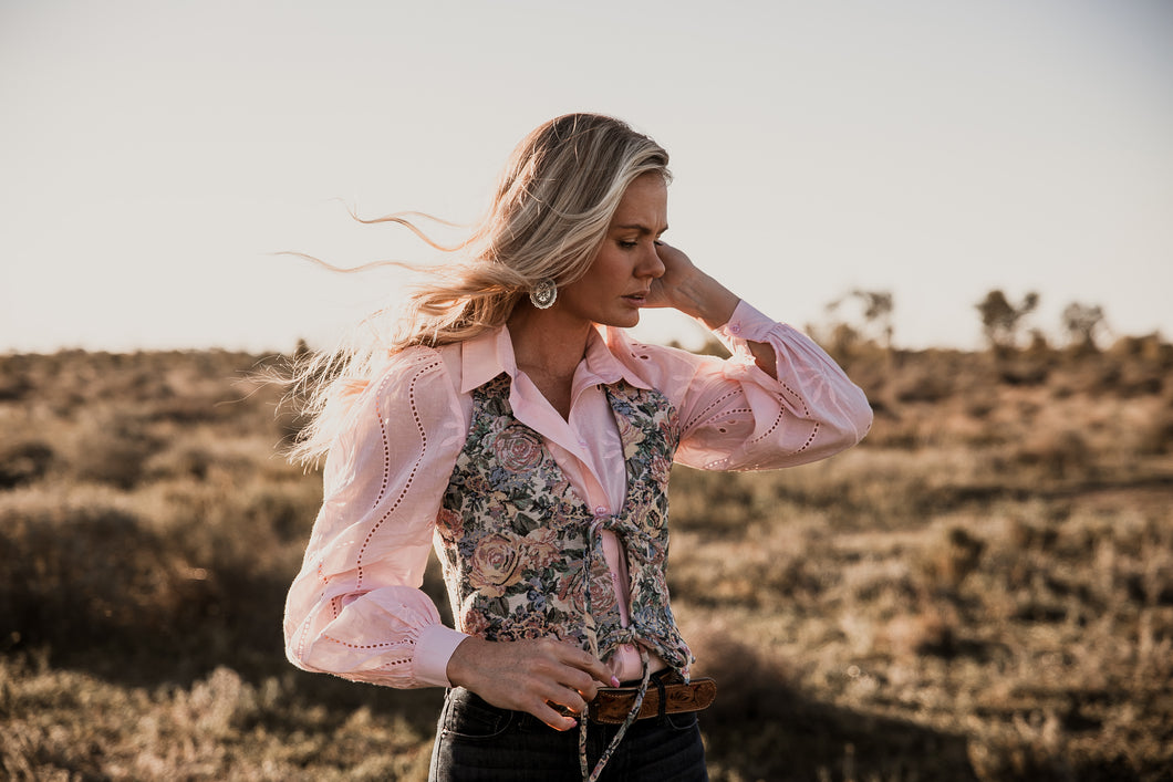 Ali embroidered floral halter vest