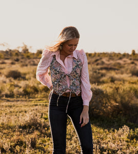 Ali embroidered floral halter vest