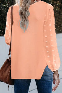 Peach blouse v neck