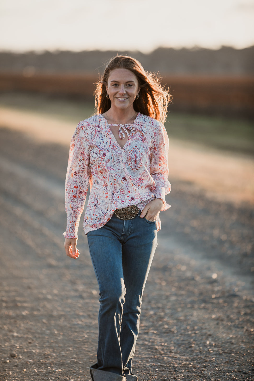 Vintage boho print blouse