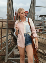 Load image into Gallery viewer, Colourblock pink/blue button up shirt
