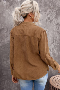 Brown cord shacket