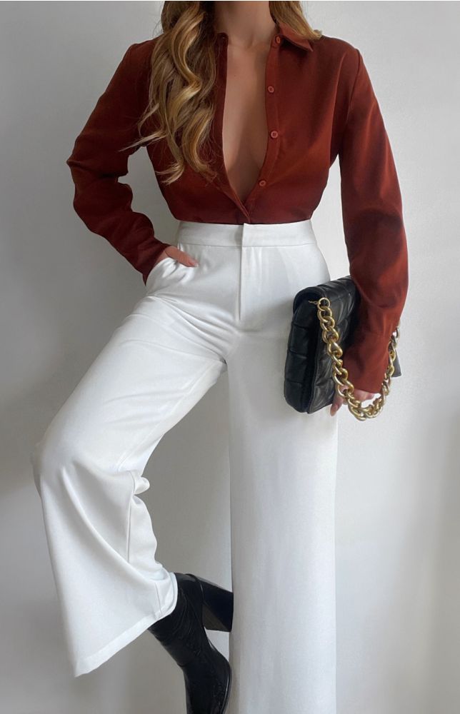 rust satin blouse
