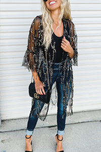 Black duster gold sequin