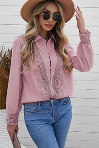 Soft pink lace detail blouse