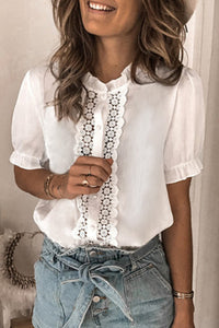 White lace frill short sleeve