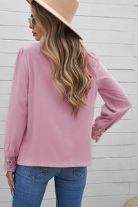 Soft pink lace detail blouse