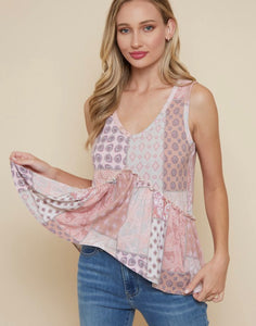 V neck blush sleeveless top