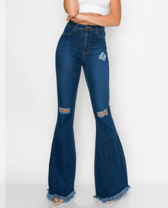 Ripped denim flares