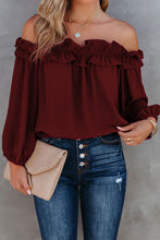 Load image into Gallery viewer, Off shoulder ruffle top
