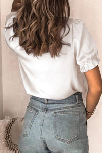 White lace frill short sleeve